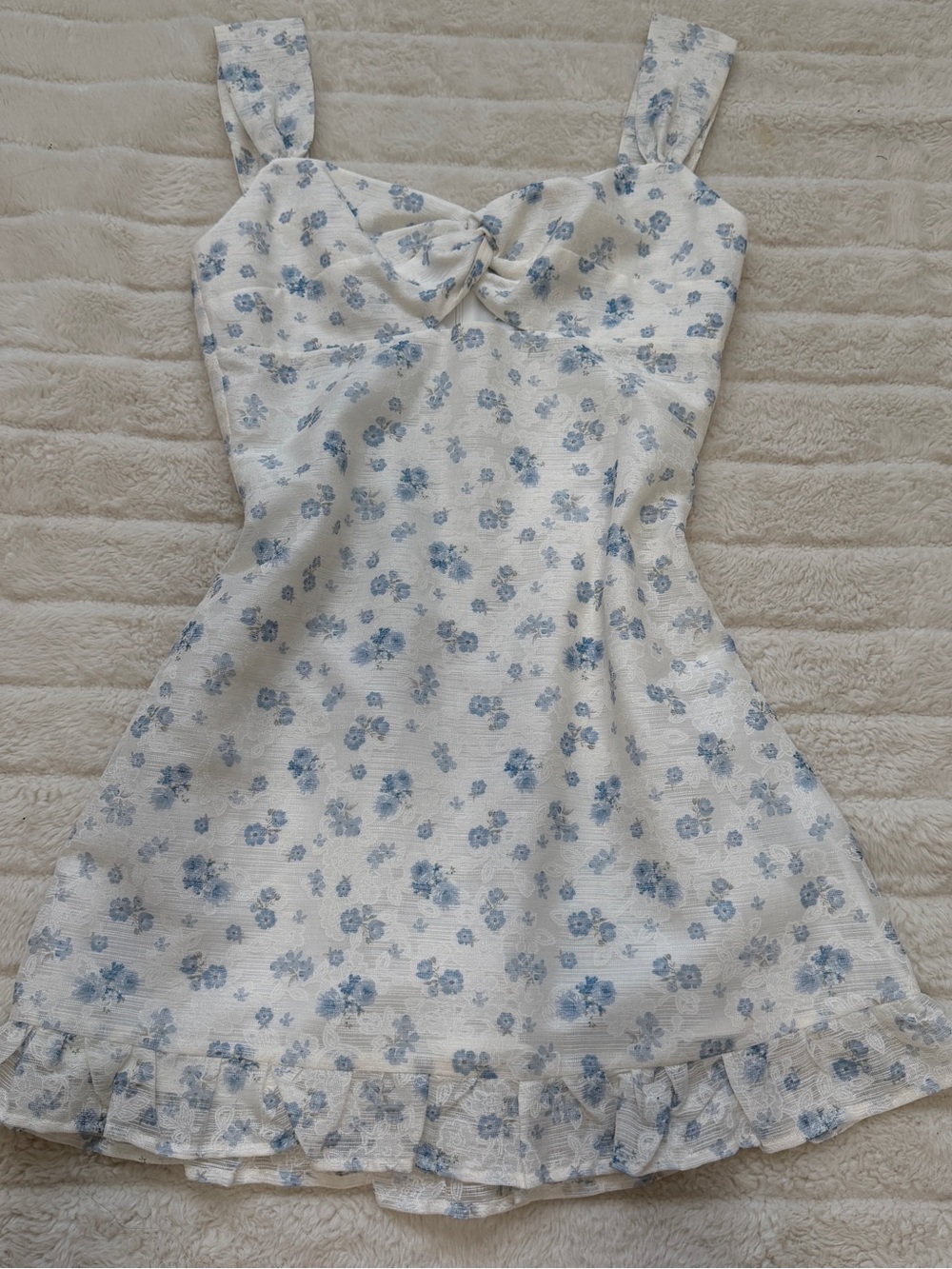 Princess Polly Cream Dress with Blue Floral Print